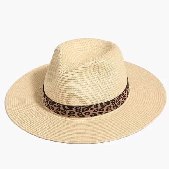 J.Crew Packable hat with leopard ribbon M/L vacation beach preppy resort wear - Picture 1 of 7